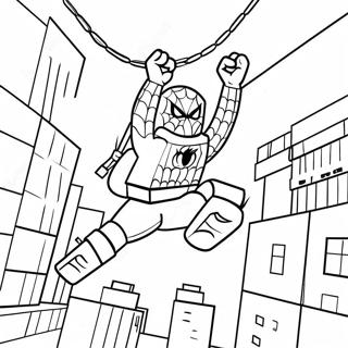 Lego Spiderman Swinging Through City Coloring Page 15200-12266