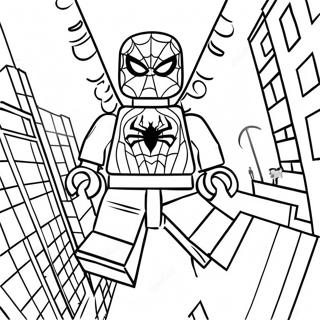 Lego Spiderman Swinging Through City Coloring Page 15200-12267