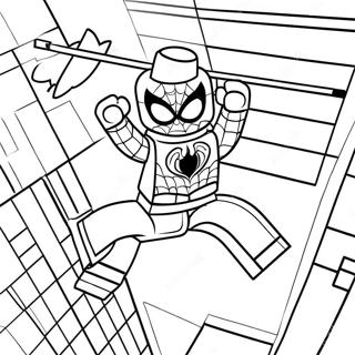 Lego Spiderman Swinging Through City Coloring Page 15200-12268