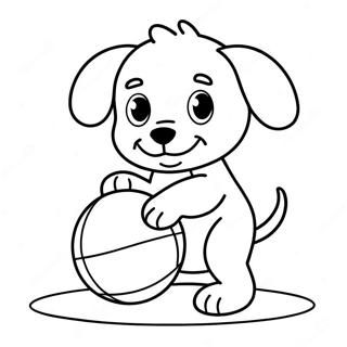 Realistic Cute Puppy Playing With Ball Coloring Page 15209-12279