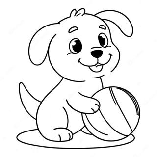 Realistic Cute Puppy Playing With Ball Coloring Page 15209-12280