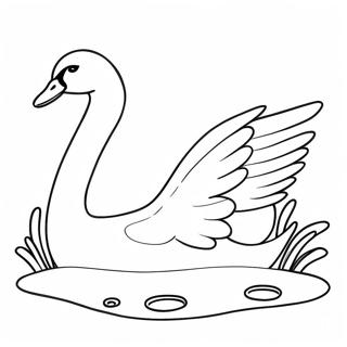 Elegant Swan Swimming Coloring Page 15220-12285