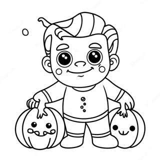 Cute Frankenstein With Pumpkin Coloring Page 1522-1259