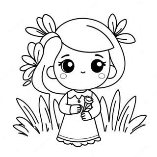 Adorable Girl With Flowers Coloring Page 1532-1267