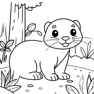 Playful Ferret Exploring A Garden Coloring Page 15330-12377