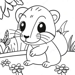 Playful Ferret Exploring A Garden Coloring Page 15330-12378