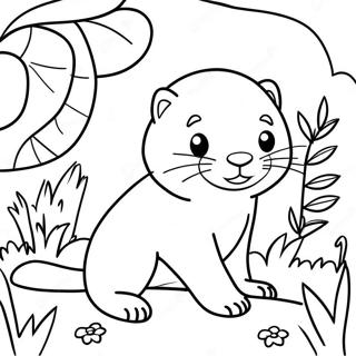 Playful Ferret Exploring A Garden Coloring Page 15330-12379