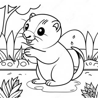 Playful Ferret Exploring A Garden Coloring Page 15330-12380