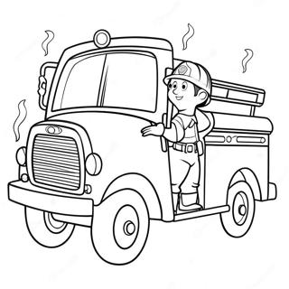 Fireman Sam With Fire Truck Coloring Page 15400-12425