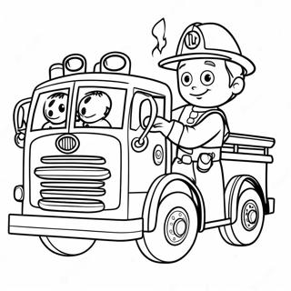 Fireman Sam With Fire Truck Coloring Page 15400-12427