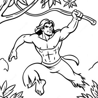 Tarzan Swinging On Vines Coloring Page 15530-12537