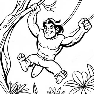 Tarzan Swinging On Vines Coloring Page 15530-12538