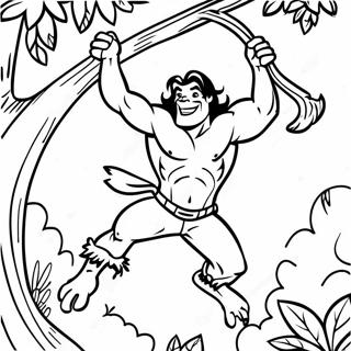 Tarzan Swinging On Vines Coloring Page 15530-12539