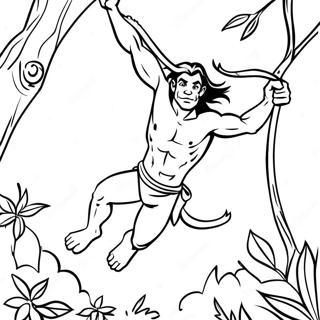 Tarzan Swinging On Vines Coloring Page 15530-12540