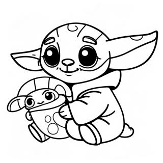 Stitch And Baby Yoda Coloring Pages