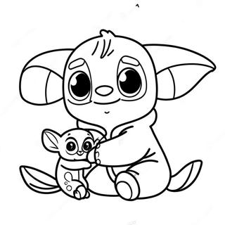 Stitch And Baby Yoda Coloring Pages