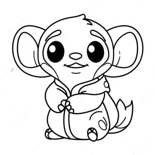 Cute Stitch With Baby Yoda Coloring Page 15600-12587