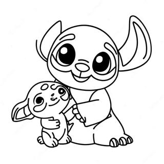 Cute Stitch With Baby Yoda Coloring Page 15600-12588