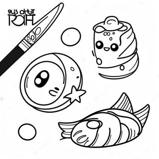 Cute Sushi Rolls Coloring Page 1562-1291