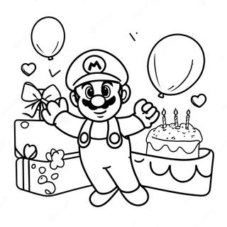 Mario Birthday Coloring Pages