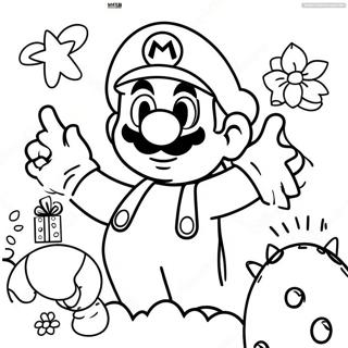 Mario Birthday Celebration Coloring Page 15639-12618