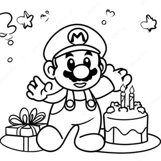 Mario Birthday Celebration Coloring Page 15639-12620