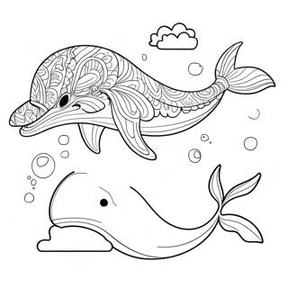 Majestic Blue Whale Swimming Coloring Page 15670-12649