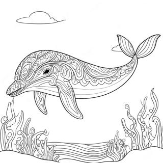 Majestic Blue Whale Swimming Coloring Page 15670-12650