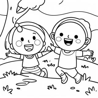 Happy Children Playing Together Coloring Page 15730-12694