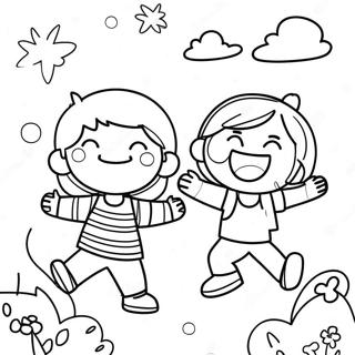 Happy Children Playing Together Coloring Page 15730-12695