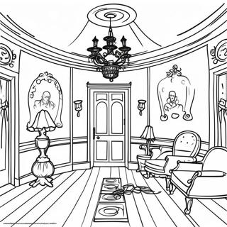 Spooky Haunted Mansion Interior Coloring Page 15740-12703