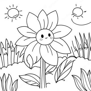 Purple Flower Garden Coloring Page 15780-12733