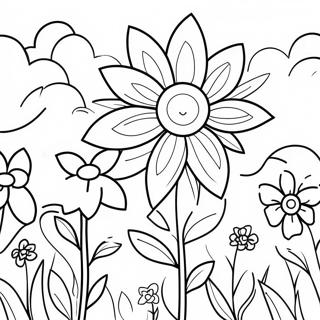 Purple Flower Garden Coloring Page 15780-12735