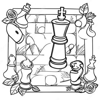 Chess Board With Colorful Pieces Coloring Page 15809-12754