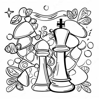 Chess Board With Colorful Pieces Coloring Page 15809-12756