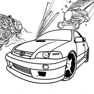 Sporty Honda Civic Racing Coloring Page 15850-12788