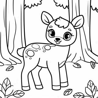 Cute Baby Deer In The Forest Coloring Page 15900-12829