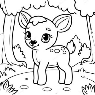 Cute Baby Deer In The Forest Coloring Page 15900-12832