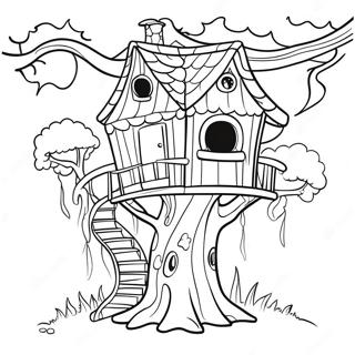 Whimsical Tree House Coloring Page 15910-12837