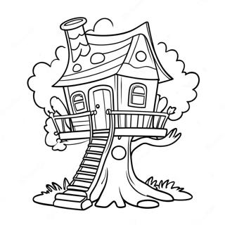 Whimsical Tree House Coloring Page 15910-12838