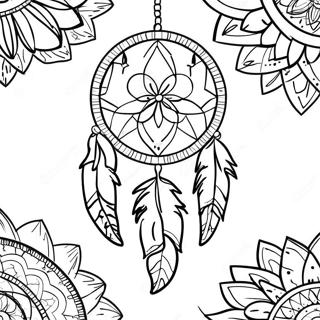 Colorful Native American Dreamcatcher Coloring Page 15970-12886