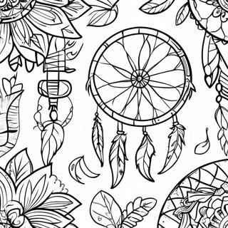 Colorful Native American Dreamcatcher Coloring Page 15970-12888