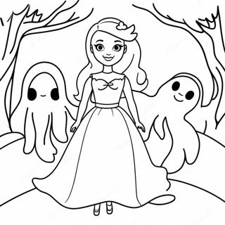 Spooky Barbie With Ghosts Coloring Page 15980-12891