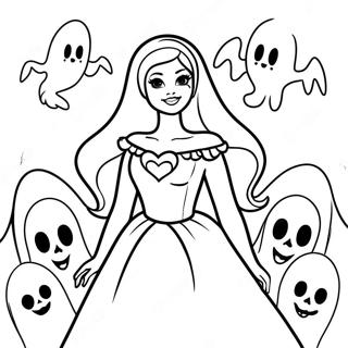 Spooky Barbie With Ghosts Coloring Page 15980-12892