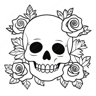 Love Skull And Roses Coloring Page 16009-12909