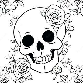 Love Skull And Roses Coloring Page 16009-12911