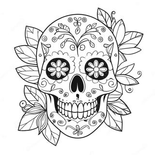 Floral Skull With Heart Eyes Coloring Page 16010-12920