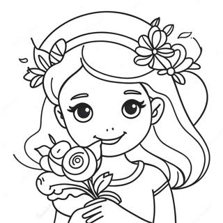 Flower Girl With Beautiful Bouquet Coloring Page 16029-12926