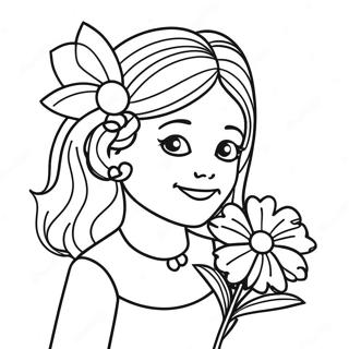 Flower Girl With Beautiful Bouquet Coloring Page 16029-12927