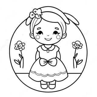 Cute Flower Girl In Elegant Dress Coloring Page 16030-12933